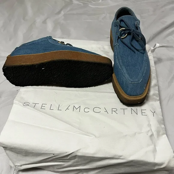 Stella McCartney Denim Distressed Wedges Size 38 Used - Picture 3 of 5